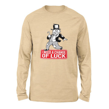 Change Luck Monopoly Parody Men/Unisex Drop Shoulder Sweatshirt in Heather Sand Dune color